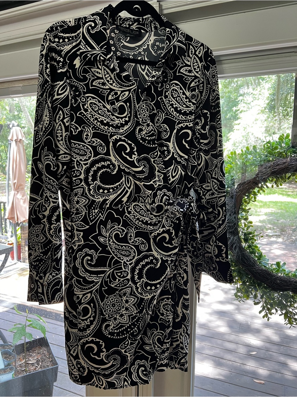 Rachel Zoe Black & White Paisley dress with side tye